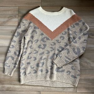 Wild Side Leopard Multi Color Block Oversized Sweater